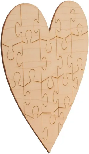 Miniatura 4 de Rompecabezas en blanco con recortes de madera de corazón de 6 pulgadas, 1/8 pulgadas de grosor, paquete de 10 corazones de madera pequeños