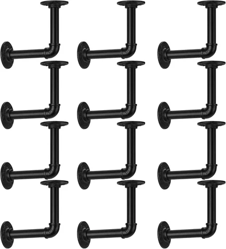 Miniatura 16 de Soporte de estante de tubo de 1/2 pulgada, soporte de estante flotante montado en la pared, soporte de metal colgante de pared punk de vapor