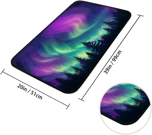 Miniatura 3 de Tapete de cocina con aurora, antideslizante, absorbente, para entrada, baño, garaje, decoración del hogar, interior y exterior, 39 x 20 pulgadas