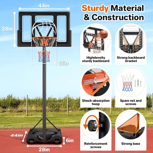 Miniatura 4 de Yohood Aro de baloncesto para exteriores ajustable de 10 pies, sistema de portería de baloncesto portátil para niños, jóvenes y adultos en patio
