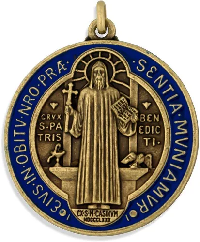 Miniatura 2 de Venerare Medalla de San Benito de lujo de 2 pulgadas, metal, esmalte