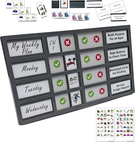 Miniatura 5 de Tabla de lista de verificación personalizable, rastreador de hábitos y tabla de tareas para niños y adultos. Mantente organizado con rutinas