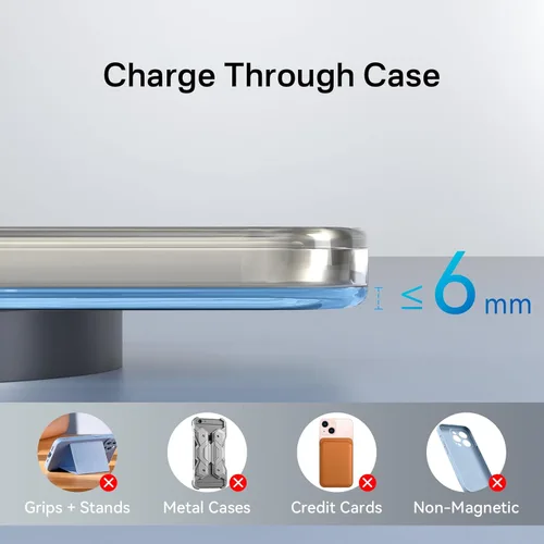 Miniatura 7 de Cargador inalámbrico magnético, cargador inalámbrico Minthouz de 15 W de carga rápida para iPhone, almohadilla de carga inalámbrica segura para Negro