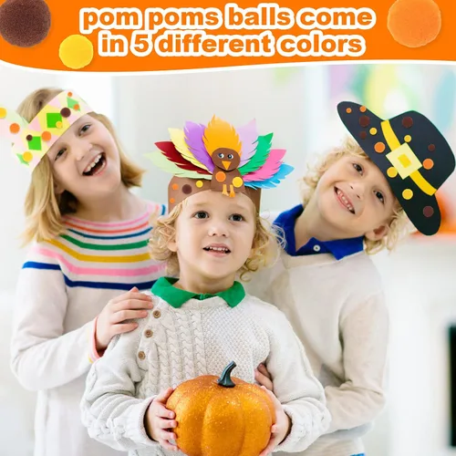 Miniatura 7 de Tegeme 1200 bolas de pompones para manualidades, decoración de guirnaldas de oficina en casa (amarillo, marrón, naranja)