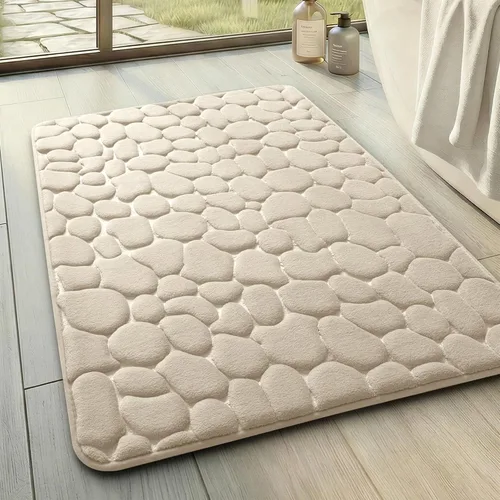 Miniatura 49 de YIHOUSE - Alfombra de espuma viscoelástica para pasillo, alfombras de baño con patrón de adoquín, superabsorbentes, alfombras de baño lavables a