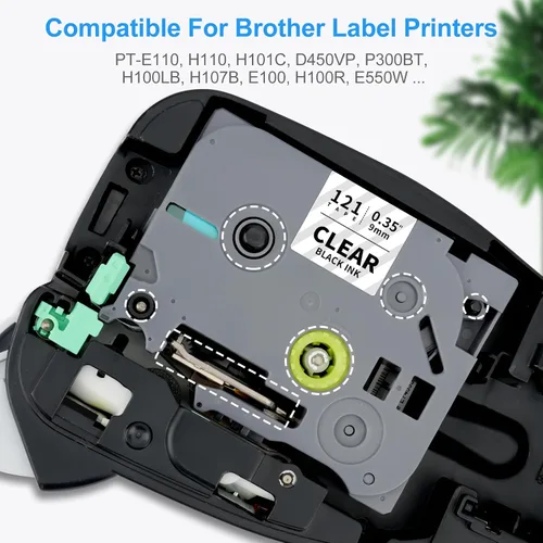 Miniatura 3 de Absonic Paquete de 4 cintas de etiquetas transparentes de 0.354 in 0.35 pulgadas compatibles con Brother Tze-121 Tze121 TZ-121 P Touch Tze Tz Cinta