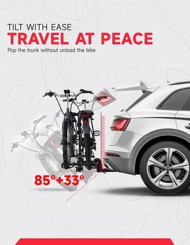 Miniatura 5 de Young - Portabicicletas para 2 bicicletas, plataforma para montaje en autos, camiones y minivans, compatible con bicicletas con ruedas de hasta 5