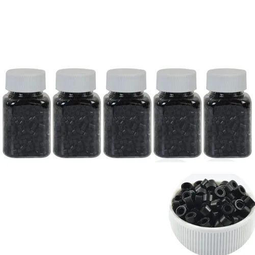 Miniatura 23 de 500 cuentas de extensiones de cabello con micro anillos forrados de silicona de 0.197 in, cuentas para extensiones de cabello con punta I