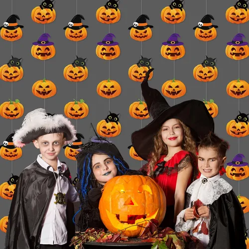 Miniatura 6 de 8 guirnaldas de Halloween para decoración de Halloween, de papel, espirales colgantes, guirnalda colgante, decoración para el hogar, aula