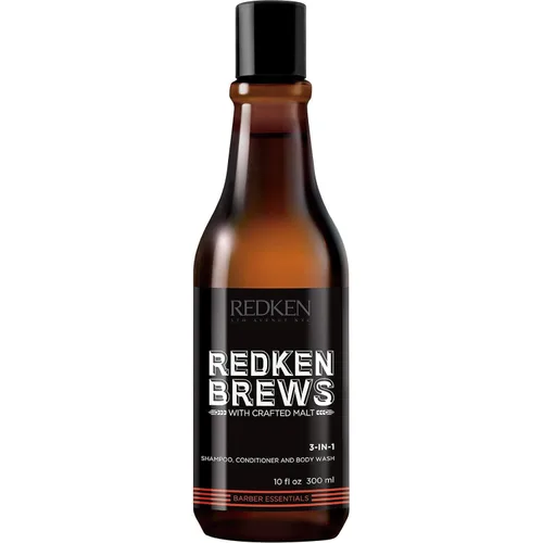 Redken Brews Champú, acondicionador y gel de baño 3 en 1 para hombre | Limpiador multiusos para el cabello y el cuerpo para hombres | Hidrata y
