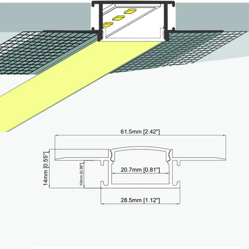 Miniatura 2 de Paquete de 10 tiras de yeso LED de 6.6 pies y 6.6 ft en canal LED, tira de luz LED para paneles de yeso, barro empotrado sin bordes en canal LED