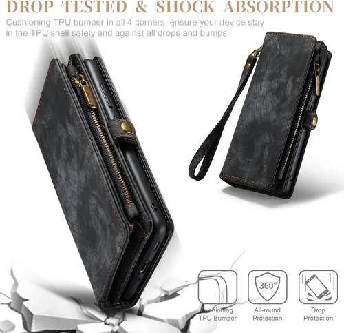 Miniatura 7 de Asuwish Funda de teléfono para Samsung Galaxy A54 5G con cremallera, funda desmontable con protector de pantalla de vidrio templado y tarjetero