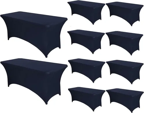 Miniatura 27 de PTC21B - Juego de 6 manteles elásticos de 6 pies, color negro, rectangular, ajustable, lavable, de elastano, para fiestas, bodas, cócteles