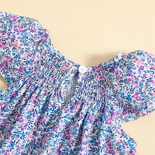 Miniatura 4 de MODNTOGA Vestido de verano floral para niña, manga con volantes, estampado de flores silvestres, vestido de playa para niña, vestido de princesa