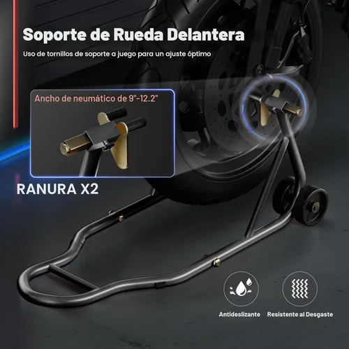 Miniatura 5 de SPECSTAR Soportes universales para motocicleta, capacidad de 882 libras, ruedas delanteras y traseras, combo de elevación con carrete de basculante