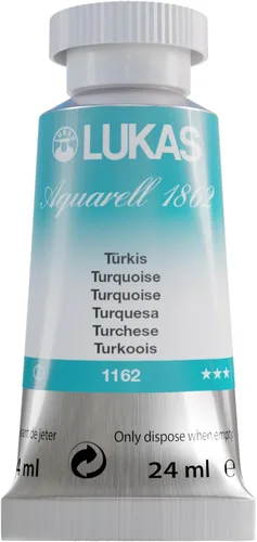 Miniatura 24 de Lukas 1862 Aquarell Artists' - Tubos de acuarela para artistas, color cian (primario), 0.8 fl oz, pintura de acuarela vibrante de grado profesional