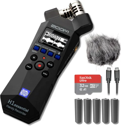 Miniatura 11 de Zoom H1essential - Grabadora de audio portátil de 2 pistas y 32 bits con micrófono Lavalier GO Lav, 5 baterías AAA, cable USB-C a USB-C y tarjeta