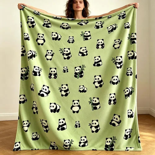 Sviuse Cute Panda Blanket Ultra-Soft Fluffy Throw, Cozy Lightweight Bed Blanket for Kids Adults, Kawaii Pandas Print Blanket for Couch Bed Sofa, for