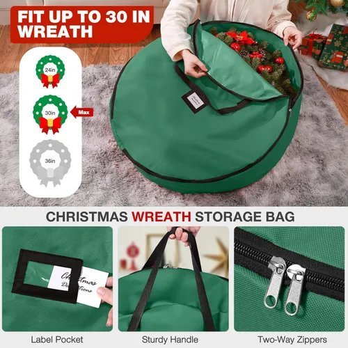 Miniatura 5 de Paquete de 3 bolsas de almacenamiento para árbol de Navidad, para árboles artificiales de hasta 7.5 pies, duraderas e impermeables con asas de Gris
