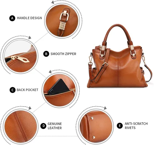 Miniatura 11 de Kattee Cartera bandolera estilo urbano de cuero para mujer