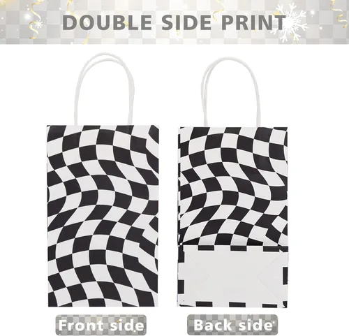 Miniatura 4 de 30 bolsas de papel a cuadros con asa, bolsas de regalo de carreras a cuadros, tamaño 9 pies de alto x 5.5 pies de largo x 3.3 pies de profundidad