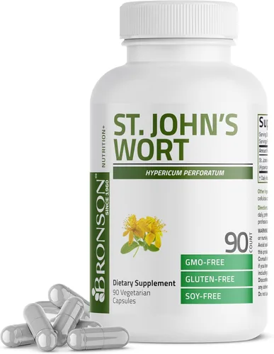 Bronson Hierba de San Juan 700 mg por porción Hypericum Perforatum apoya un estado de ánimo positivo - Sin OMG, 90 cápsulas vegetarianas