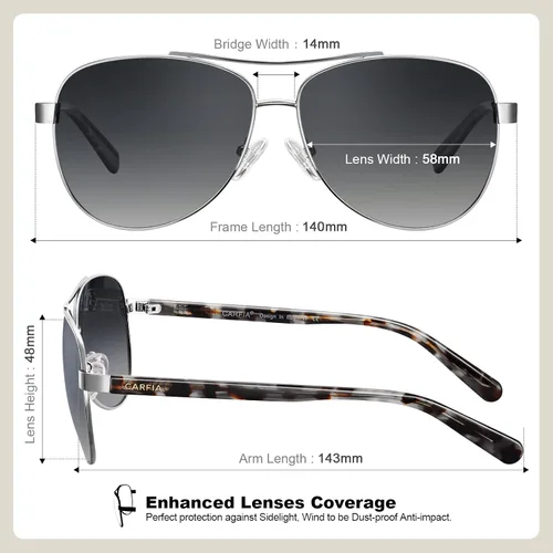 Miniatura 66 de CARFIA Gafas de sol polarizadas para mujer, protección UV, brazos de acetato, marco de metal, sombras para mujer, CA3216