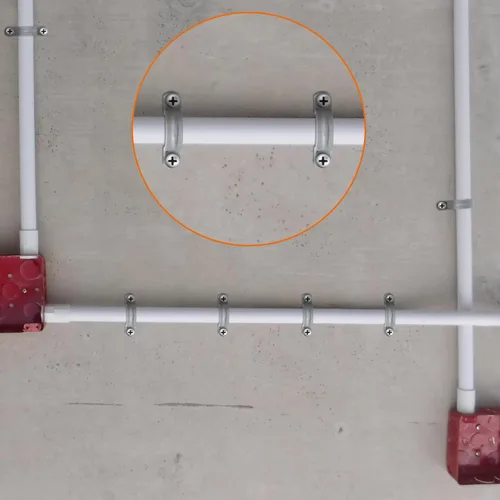 Miniatura 4 de Demissle Abrazadera de conducto de PVC, 2 correas de agujero, correa de conducto de plástico gris resistente, soporte de montaje con clip en U