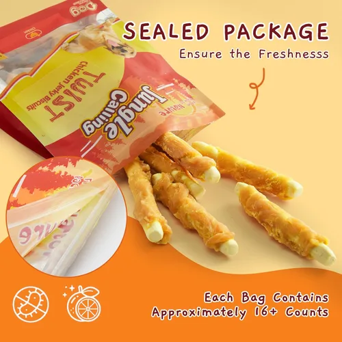 Miniatura 9 de Jungle Calling Galletas de pollo para perros, golosinas masticables suaves sin cuero crudo para recompensas de entrenamiento, 10.6 onzas