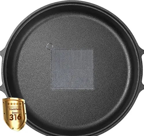 Miniatura 2 de Limpiador de malla de hierro fundido con anillos finos soldados para vasos, limpiador de hierro fundido de sartén (4 x 4 pulgadas)