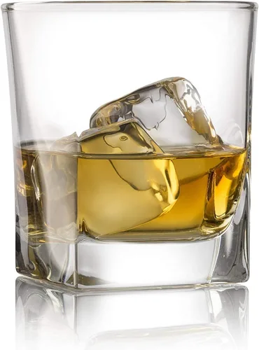 Vaso de whisky doble a la antigua (4 unidades) con piedras de granito para enfriar – 10 onzas de base pesada Rocks Barware vasos para whisky,