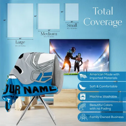 Miniatura 125 de Manta personalizada para fanáticos del fútbol americano – Se envía al día siguiente – Hecha en Estados Unidos – Manta de vellón personalizada