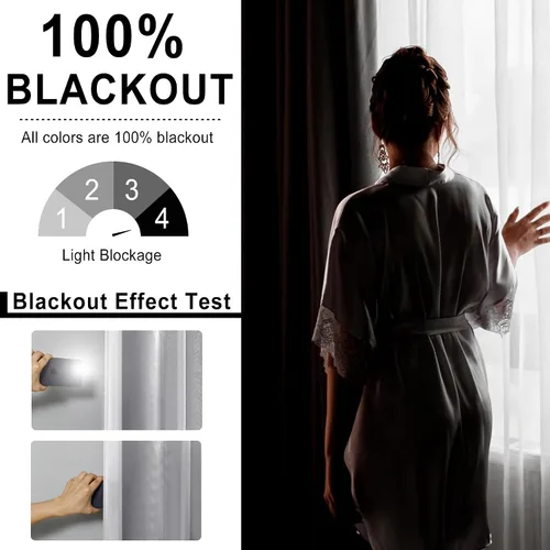 Miniatura 4 de XWZO Cortinas 100% opacas de doble capa para guardería, cortinas opacas con superposición transparente para dormitorio de niñas, cortinas