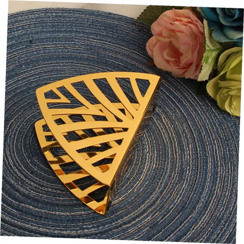Miniatura 2 de Ciieeo Servilletero de metal dorado con forma geométrica decorativa para mesa de restaurante, práctico soporte de hierro con bordes lisos