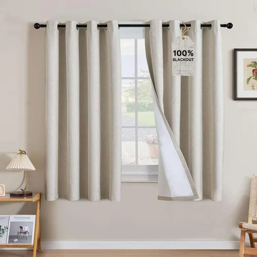 Miniatura 82 de H.VERSAILTEX Cortinas opacas de lino de 72 pulgadas de largo, 100% absolutamente opacas, con aislamiento térmico, con textura de lino, cortinas