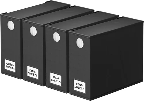 Miniatura 25 de SpaceAid Paquete de 4 organizadores de sábanas y almacenamiento, organizador de sábanas plegable para armario de lino, juego de sábanas con ventana