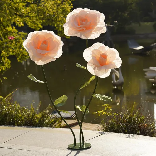 Miniatura 14 de Rosas negras de gran tamaño, flores artificiales gigantes para decoración con soporte, escultura de rosa de papel grande para bodas, fiestas