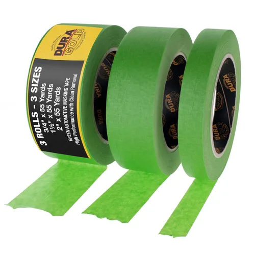 Miniatura 17 de Dura-Gold Cinta adhesiva verde automotriz de 1 pulgada (0.945 in x 55 yardas), 3 rollos – Premium alto rendimiento, resistente al calor – Pintura