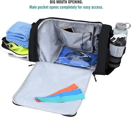 Miniatura 5 de Ultimate Gym Bag 2.0 La bolsa de lona duradera diseñada por Crowdsource con 10 compartimentos óptimos, incluida la bolsa resistente al agua, Negro