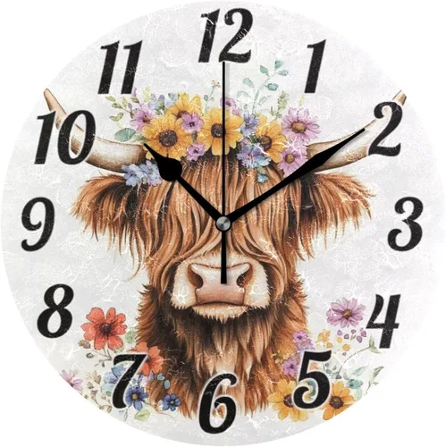 Miniatura 40 de Reloj de pared con mariposas moradas, silencioso, funciona con pilas, floral, sin tictac, decorativo, reloj analógico de cuarzo redondo de 9.5 A01