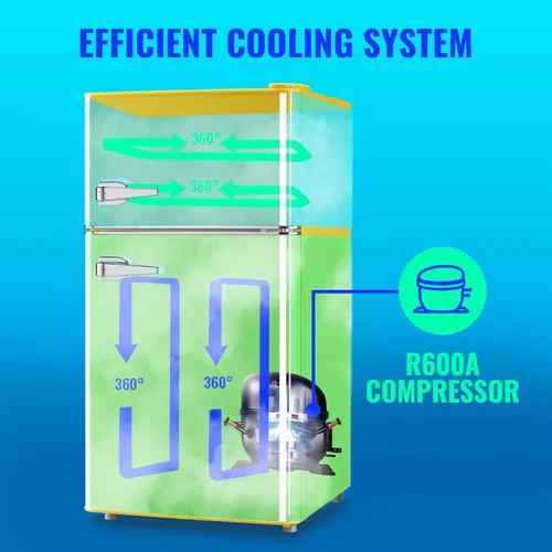 Miniatura 7 de Refrigerador de 3.5 pies cúbicos, refrigerador para dormitorio con estantes de cristal ajustables, control de temperatura de 7 niveles, adecuado