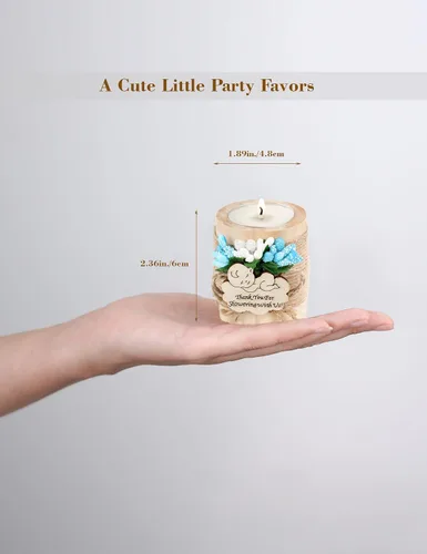 Miniatura 4 de Ju's Favors Portavelas de madera (juego de 10), recuerdos de baby shower, recuerdos de bautizo de niño, recuerdos de fiesta de bautizo de bebé