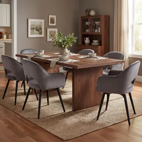 Miniatura 13 de HEAH-YO Juego de 2 sillas decorativas giratorias modernas, sillas de comedor de piel sintética con reposabrazos y patas de metal negro, sillas