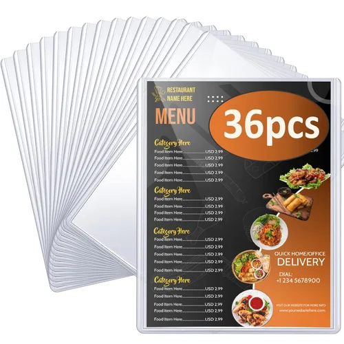Miniatura 8 de Fundas de menú de 8.5 x 11, paquete de 18, 2 fundas para menú de restaurante, todas las fundas de menú de vinilo transparente, soporte para menú