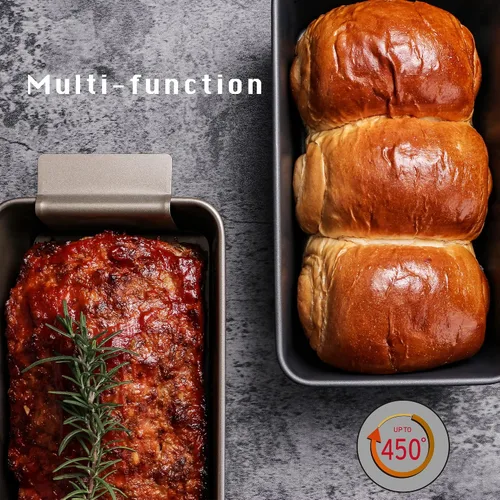 Miniatura 4 de HONGBAKE Sartén para pastel de carne con bandeja de drenaje, moldes para pan de 9 x 5 con inserto, pan de carne antiadherente para hornear, reduce