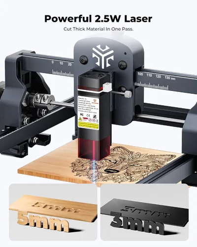 Miniatura 7 de ACMER Grabador láser S1 de 2500 mW, máquina compacta de grabado y corte de escritorio para manualidades, pequeñas empresas y fabricantes, área
