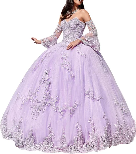 Vestido de fiesta de encaje de quinceañera para mujer 2020 vestido de fiesta de manga larga con apliques