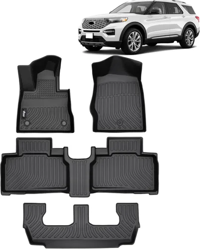 Miniatura 28 de FREEMOTOR802 Compatible con Ford Maverick 2.5L híbrido 2022-2025, alfombrillas de piso negras moldeadas en 3D, protección para 1ª y 2ª fila