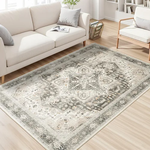 Miniatura 58 de Rugflix Alfombras de área de 8 x 10 pies para sala de estar, alfombra grande lavable, resistente a las manchas, pelo bajo, alfombra oscura moderna