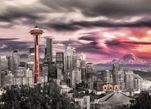 Miniatura 2 de EuroGraphics Vista de la ciudad de Seattle - Rompecabezas (100 piezas)